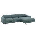 Ecksofa PINAR Cordstoff Maiva: Blaugrau - Longchair davorstehend rechts