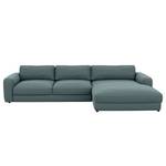 Ecksofa PINAR Cordstoff Maiva: Blaugrau - Longchair davorstehend rechts