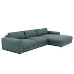 Ecksofa PINAR Cordstoff Maiva: Blaugrau - Longchair davorstehend rechts