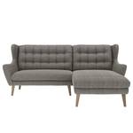 Ecksofa Zarza Webstoff - Webstoff Levia: Dunkelgrau - Longchair davorstehend rechts