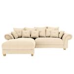 Ecksofa Purias Flachgewebe - Webstoff Caya: Beige - Longchair davorstehend links