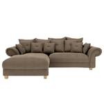 Ecksofa Purias Flachgewebe - Webstoff Caya: Braun - Longchair davorstehend links