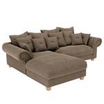 Ecksofa Purias Flachgewebe - Webstoff Caya: Braun - Longchair davorstehend links