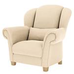 Oorfauteuil Purias Vlakweefsel - Geweven stof Caya: Beige - Met hocker