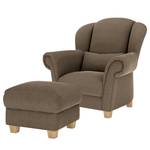 Oorfauteuil Purias Vlakweefsel - Geweven stof Caya: Bruin - Met hocker