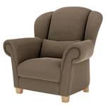 Oorfauteuil Purias Vlakweefsel - Geweven stof Caya: Bruin - Met hocker