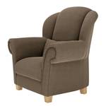 Oorfauteuil Purias Vlakweefsel - Geweven stof Caya: Bruin - Met hocker