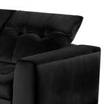 Divano con chaise longue White Pine Velluto Velina: nero - Longchair preimpostata a sinistra