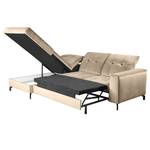 Hoekbank White Pine met chaise longue Velours Velina: Cappuccino - Longchair vooraanzicht links