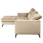 Hoekbank White Pine met chaise longue Velours Velina: Cappuccino - Longchair vooraanzicht links