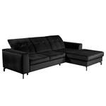 Ecksofa White Pine mit Longchair Samt Velina: Schwarz - Longchair davorstehend rechts