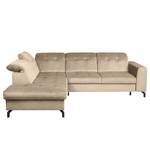 Ecksofa White Pine mit Ottomane Samt Velina: Cappuccino - Ottomane davorstehend links