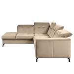 Ecksofa White Pine mit Ottomane Samt Velina: Cappuccino - Ottomane davorstehend links