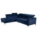 Ecksofa White Pine mit Ottomane Samt Velina: Royalblau - Ottomane davorstehend links