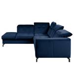 Ecksofa White Pine mit Ottomane Samt Velina: Royalblau - Ottomane davorstehend links