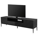Tv-meubel IKON fineer van echt hout/ijzer - paulowniahout zwart/zwart