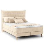 Boxspring Avellino I Velours Vaia: Crèmekleurig - 140 x 200cm - H2 zacht