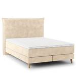 Boxspring Avellino I Velours Vaia: Crèmekleurig - 140 x 200cm - H2 zacht