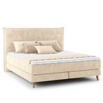 Lit boxspring Avellino I Velours Vaia: Crème - 180 x 200cm - D3 medium