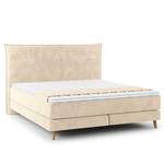 Lit boxspring Avellino I Velours Vaia: Crème - 180 x 200cm - D3 medium