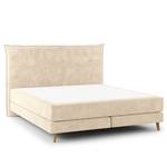 Lit boxspring Avellino I Velours Vaia: Crème - 180 x 200cm - D3 medium