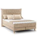 Boxspring Avellino I Velours Vaia: Beige - 140 x 200cm - H2 zacht