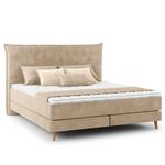 Lit boxspring Avellino I Velours Vaia: Beige - 160 x 200cm - D3 medium