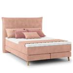 Lit boxspring Avellino I Velours Vaia: Rose - 140 x 200cm - D2 souple