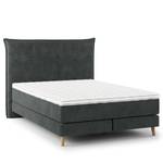 Boxspring Avellino I Velours Vaia: Donkergrijs - 140 x 200cm - H2 zacht