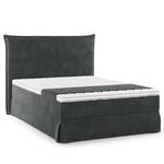 Lit boxspring Avellino II Velours Vaia: Gris foncé - 140 x 200cm - D2 souple