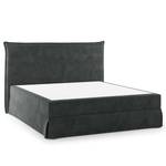 Lit boxspring Avellino II Velours Vaia: Gris foncé - 180 x 200cm - D2 souple