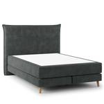 Boxspring Avellino I Velours Vaia: Donkergrijs - 140 x 200cm - H3 medium