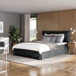 Boxspring Avellino II Velours Vaia: Donkergrijs - 140 x 200cm - H3 medium