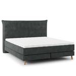 Lit boxspring Avellino I Velours Vaia: Gris foncé - 160 x 200cm - D2 souple