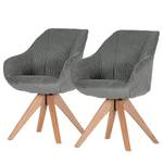 Fauteuils pivotants Fuentes - Lot de 2 velours côtelé - Velours côtelé Caron: Gris