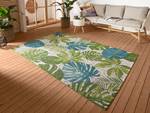 In-& outdoorvloerkleed Tropical Leaves polyester/polypropeen - Groen/blauw - 80 x 165 cm