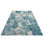 Tapis int. / ext. Tropical Leaves Polyester / Polypropylène - Bleu / Blanc - 200 x 285 cm