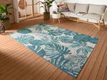 Tapis int. / ext. Tropical Leaves Polyester / Polypropylène - Bleu / Blanc - 160 x 235 cm