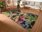 In-& outdoorvloerkleed Tropical Flowers polyester/polypropeen - zwart/groen - 160 x 235 cm