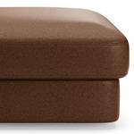 Gestoffeerde hocker Dixwell small antieke leerlook - Microvezel Taeko: Chocoladebruin