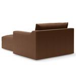 Chaise longue Dixwell antieke leerlook - Microvezel Taeko: Chocoladebruin - Armleuning vooraanzicht rechts