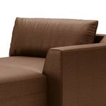 Chaise longue Dixwell antieke leerlook - Microvezel Taeko: Chocoladebruin - Armleuning vooraanzicht rechts