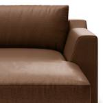 Chaise longue Dixwell antieke leerlook - Microvezel Taeko: Chocoladebruin - Armleuning vooraanzicht rechts