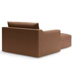 Chaise longue Dixwell antieke leerlook - Microvezel Taeko: Bruin - Armleuning vooraanzicht links