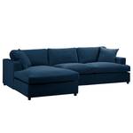 Hoekbank Nerpio Velours Vaia: Donkerblauw - Longchair vooraanzicht links