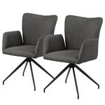 Chaises à accoudoirs Doulba - Lot de 2 Tissu structuré Badia: Anthracite