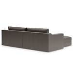 Hoekbank Dixwell met chaise longue antieke leerlook - Microvezel Taeko: Antracitekleurig - Longchair vooraanzicht links