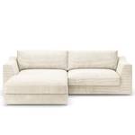 Hoekbank Dixwell met chaise longue Corduroy Lizza: Wit - Longchair vooraanzicht links