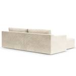 Divano con chaise longue Dixwell Velluto a coste Lizza: bianco - Longchair preimpostata a sinistra