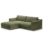 Ecksofa Dixwell mit Longchair Cordstoff Lizza: Olive - Longchair davorstehend links